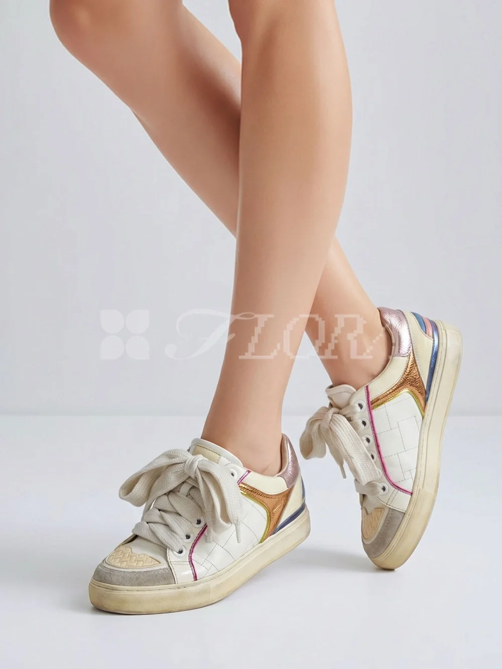 Kurt Geiger London Southbank metallic,suede & leather sneakers shoes sz 7.5 (38)